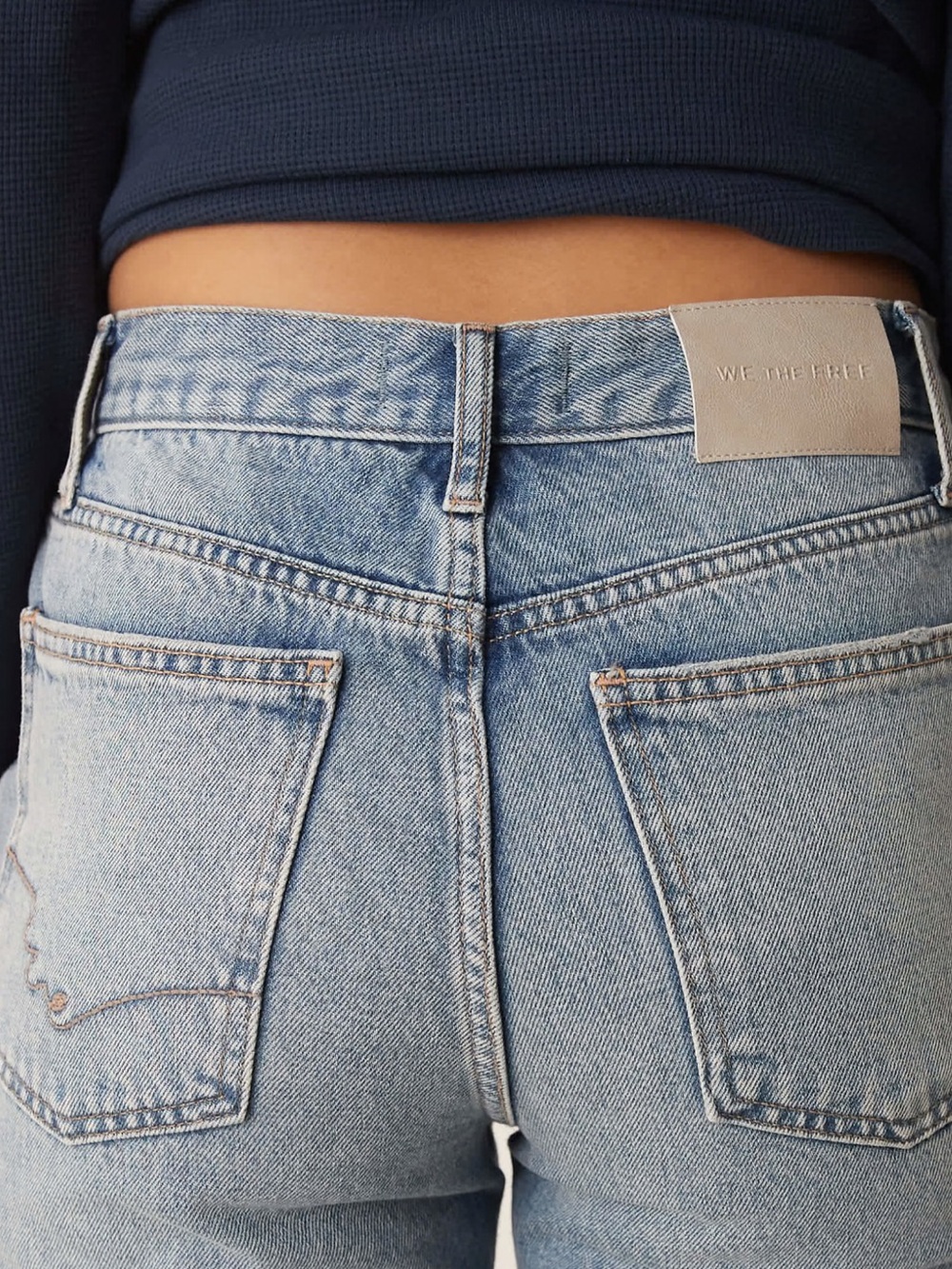 Free People Holly High Rise bootcut distressed knee jeans in cambridge blue - Picture 4 of 7